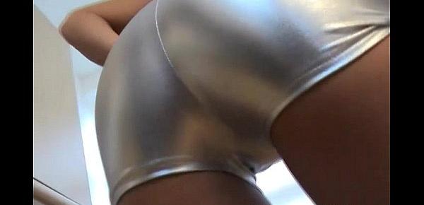  Sasha plays with her pussy in shiny PVC panties